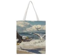 SMAZDFXX Sac fourre-tout réutilisable en toile imprimée Bald Eagle1 Albatross, 38 x 40 cm (15 x 16 pouces), idéal pour faire les courses.