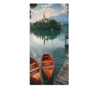 SMAZDFXX Serviettes de Plage absorbantes en Microfibre pour Adultes et Adolescents, Motif église sur l'île du lac de Bled, Slovénie