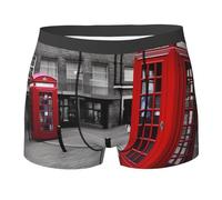 SMAZDFXX sous-vêtements Confortables pour Hommes, Boxers London Red Telephone Booth pour Hommes - Boxers Extensibles sans étiquette, évacuant l'humidité