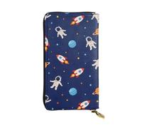 SMAZDFXX Space Astronauts Planets Leather Wallet Personalized Handbag for Women Birthday Anniversary Valentines Gift 4.13 x 7.48 inches
