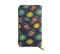 SMAZDFXX Space Funny Astronauts Leather Wallet Personalized Handbag for Women Birthday Anniversary Valentines Gift 4.13 x 7.48 inches