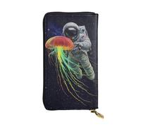 SMAZDFXX Space Trippy Galaxy Planet Colorful Jellyfish Leather Wallet Personalized Handbag for Women Birthday Anniversary Valentines Gift 4.13 x 7.48 inches