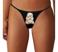 SMAZDFXX String Taille Basse Extensible pour Femme, Motif Ours Polaire, Glace, Dos en T, sous-vêtement Sexy