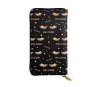 SMAZDFXX Stylish Black Rose Gold Eyelashes Welcome Leather Wallet Personalized Handbag for Women Birthday Anniversary Valentines Gift 4.13 x 7.48 inches