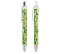 SMAZDFXX Stylo à bille rétractable Fresh Avocado, pointe 0,5 mm, encre noire, écriture fluide, lot de 2
