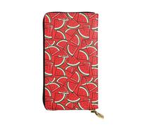SMAZDFXX Summer Fruit Red Green Watermelon Leather Wallet Personalized Handbag for Women Birthday Anniversary Valentines Gift 4.13 x 7.48 inches