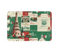 SMAZDFXX Tapis de Bain en Flanelle Ultra Douce 40 x 60 cm, Motif Cartes touristiques Italiennes rétro Vintage, antidérapant, Absorbant, pour Salle de Bain, Cuisine, Chambre.
