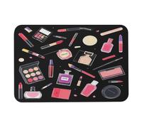 SMAZDFXX Tapis de Bain Noir imperméable, Moderne et féminin, à séchage Rapide, idéal pour la Douche, la Chambre, la Cuisine et Les Toilettes. Motif parfumé et Rouge à lèvres.