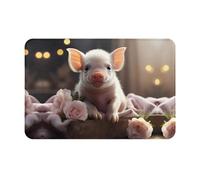 SMAZDFXX Tapis de Sol en Flanelle antidérapante 40 x 60 cm, Motif Mignon de Jeune Cochon, idéal pour l'extérieur (terrasses, porches et salles de Bain).