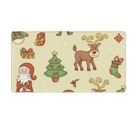 SMAZDFXX Tapis de Souris de Noël avec Père Noël et Rennes, Grand Format, Base antidérapante en Caoutchouc, 40,6 x 74,9 cm (16 x 29,5 Pouces).