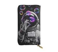 SMAZDFXX Trippy Space Bubble Astronaut Art Leather Wallet Personalized Handbag for Women Birthday Anniversary Valentines Gift 4.13 x 7.48 inches