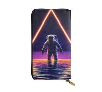 SMAZDFXX Trippy Space Moon Astronaut Art Leather Wallet Personalized Handbag for Women Birthday Anniversary Valentines Gift 4.13 x 7.48 inches
