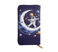 SMAZDFXX Trippy Space Moon Planet Astronaut Art Leather Wallet Personalized Handbag for Women Birthday Anniversary Valentines Gift 4.13 x 7.48 inches