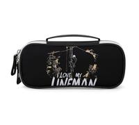 SMAZDFXX Trousse de Maquillage « I Love My Lineman », Grande capacité, Trousse à Crayons Portable avec séparateur et poignée