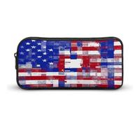 SMAZDFXX Trousse de Maquillage Portable avec Motif Drapeau américain Abstrait et Texture Sale, idéale pour Les Voyages, Trousse à Crayons Facile à Nettoyer, avec Fermeture éclair