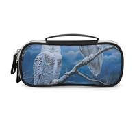SMAZDFXX Trousse de Maquillage Snowy Wolf Full Moon, Grande capacité, Trousse à Crayons Portable avec séparateur et poignée