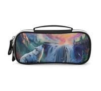 SMAZDFXX Trousse de Maquillage White Wolf EA-gles Moon, Grande capacité, Trousse à Crayons Portable avec séparateur et poignée