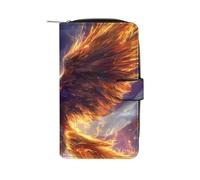 SMAZDFXX US EA-gles Flag Leather Wallet Purse Holder with ID Window Long Coin Clutch for Men Women