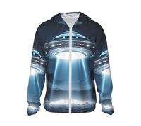 SMAZDFXX Veste à capuche légère avec protection solaire UPF 50+ et fermeture éclair intégrale à manches longues pour OVNI la nuit, chemise de soleil pour pêche et randonnée