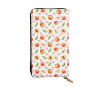 SMAZDFXX Watercolor Peach Leaves Flowers Leather Wallet Personalized Handbag for Women Birthday Anniversary Valentines Gift 4.13 x 7.48 inches