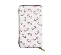 SMAZDFXX White Red Polka Dots Candy Canes Leather Wallet Personalized Handbag for Women Birthday Anniversary Valentines Gift 4.13 x 7.48 inches