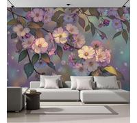 SMBHIAON 3D Papier Peint Branches Cerisier En Fleurs À L'Aquarelle Papier Peint Panoramique Pour Salon Chambre Salon Mural Fresque Poster Xxl Paysages Printaniers Fond Décoration Murale 200×140 CM