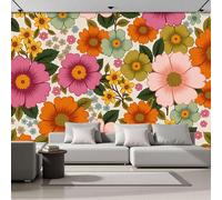 SMBHIAON 3D Papier Peint Panoramique Motif Floral Rétro Soie - 300×210 CM Motif Abstrait Marguerite Grandes Murales Poster Pour Géant 3D Salon, Adulte Chambre D'Enfants Étude Décoration Murale