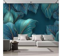SMBHIAON 3D Papier Peint Panoramique Résumé Moderne Soie - 450×315 CM Feuilles Bleu-Vert Grandes Murales Poster Pour Géant 3D Salon, Adulte Chambre D'Enfants Étude Décoration Murale
