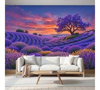 SMBHIAON Champs De Lavande Papier Peint Panoramique Provence France 150×105 Cm Moderne Papier Peint Pour Chambre Salon Bureau Personnalisé Décoration Murale