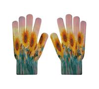 SMBHIAON Gants d'hiver Tricot, Champ De Tournesols Gants à écran Tactile Hommes et Femmes, Scène De Coucher De Soleil Winter Gloves pour Conduite Travail Velo