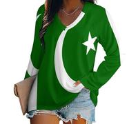 SMBHIAON Oversize Très Large Multicolore Blouse Femme À Manches Longues Grande Drapeau Pakistanais Taille Decontractee Retro Haut Ample Souple Vêtement
