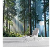 SMBHIAON Papier Peint Lumière Du Soleil Grands Arbres Panoramique 3D Scène De Forêt Papier Peint Vert Émeraude Murale Salon Chambre À Coucher Maison Décoration Intérieure 300×210 Cm