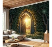 SMBHIAON Papier Peint Panoramique 3d Arches De Vignes Lumière Du Soleil 300×210 CM, Revêtement Décoration Murale Salon Jardin Secret,Décoration XXL Murale Non Tissé Chambre TV mur