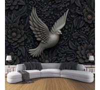 SMBHIAON Papier Peint Panoramique Art En Relief 250×175 Cm - Décoration Murale Moderne - Tapisserie Décorative Pour Chambre Salon - Motifs De Colombes Et De Vigne