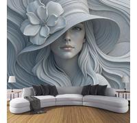 SMBHIAON Papier Peint Panoramique Art En Relief 400×280 Cm - Décoration Murale Moderne - Tapisserie Décorative Pour Chambre Salon - Belle Femme Portant Un Haut-De-Forme