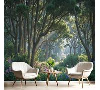 SMBHIAON Papier peint panoramique artistique 350×256 CM - Revêtement mural décoration chambre salon - Paysage De Jardin Naturel - Mousse - Paysage Ensoleillé De Forêt