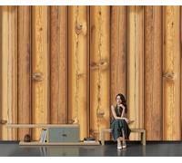 SMBHIAON Papier Peint Panoramique Grain De Bois Naturel 3D Soie,400×280 CM Papier Peint Conception De Panneaux Muraux En Bois - Grandes Murales Poster Pour Salon, Étude Décoration,Brun Foncé