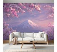 SMBHIAON Papier Peint Panoramique Magnifique Paysage Naturel 400×280 Cm - Décoration Murale Moderne - Tapisserie Décorative Pour Chambre Salon - Cerisiers Fleurs Panorama Sur Le Mont Fuji