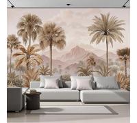 SMBHIAON Papier Peint Panoramique Paysage De Jungle Exotique 300×210 Cm - Décoration Murale Moderne - Tapisserie Décorative Pour Chambre Salon - Grands Palmiers Paysage De Montagne