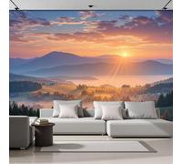 SMBHIAON Papier Peint Panoramique Paysage Naturel 150×105 Cm - Décoration Murale Moderne - Tapisserie Décorative Pour Chambre Salon - Lever Soleil Paysage Colline