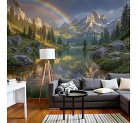 SMBHIAON Papier Peint Panoramique Paysages De Forêt Naturelle 200×140 Cm - Décoration Murale Moderne - Tapisserie Décorative Pour Chambre Salon - Hautes Montagnes Et Lacs