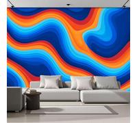 SMBHIAON Papier Peint Panoramique Rayures Ondulées, Papier Peint Mural Photo Style Hippie Rétro, Tapisserie Panoramique Salon, Décoration Murale Chambre, 300×210 Cm