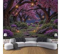 SMBHIAON Papier Peint Panoramique Scène Onirique Et Romantique 450×315 CM - Décoration murale moderne - Tapisserie décorative pour chambre salon - Route Des Cerisiers En Fleurs Roses