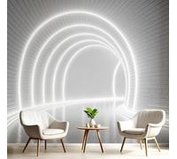 SMBHIAON Papier Peint Panoramique Style Architectural Minimaliste, Papier Peint Conception Tunnel En Arc, Fresque Murale - Décoration Murale Pour Salon, Chambre, Bureau - 250×175 CM (Blanc)