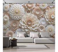 SMBHIAON Papier Peint Panoramique Style D'Art Sur Papier 450×315 Cm - Décoration Murale Moderne - Tapisserie Décorative Pour Chambre Salon - Motifs De Roses Et De Dahlias