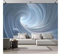SMBHIAON Papier Peint Sphère Grise Panoramique 3D Tunnel En Spirale Abstrait Papier Peint Bleu Clair Murale Salon Chambre À Coucher Maison Décoration Intérieure 400×280 Cm