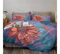 SMBHIAON Parure De Lit Réversible, 200X200Cm Pétales De Gerbera Orange Set De Housse De Couette Fleurs De Rêve Parure De Lit avec 2 Taies d'oreiller pour 2 Personnes - Entretien Facile, Orange