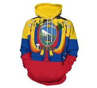 SMBHIAON Sweat À Capuche Drapeau Pays Équateur Unisexe - Sweat 3D Imprimé À Manches Longues avec Poche, Grande Taille pour Hommes Et Femmes, Haut Tendance Décontracté,XXL