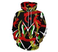 SMBHIAON Sweat À Capuche Unisexe 3D Imprimé Emblème National du Sahara Occidental - Pull Original Homme Femme avec Poche Kangourou, Capuche À Cordon, Manches Longues, Tailles S À 6XL