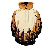 SMBHIAON Sweat À Capuche Unisexe, Impression De Pierres Tombales Toiles D'Araignées Chauves-Souris 3D Hoodie Manches Longues Homme Femme Sweat Capuche avec Poches Adulte Hiver Tops Pullover